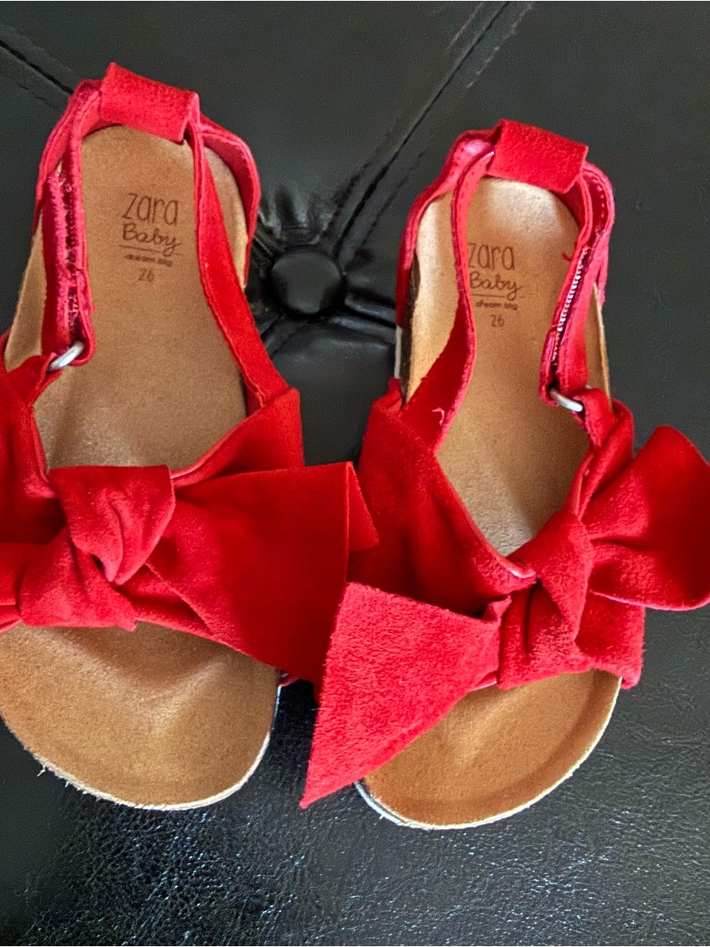 Zara Red Suede Bow Kids Sandals